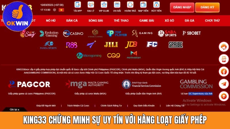 King33 khẳng định sự uy tín với đầy đủ giấy phép