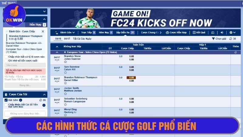 Tham gia cá cược golf với các hình thức phổ biến