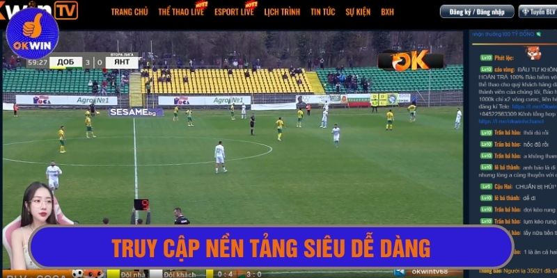 Truy cập xem trực tiếp thể thao Okwin siêu dễ dàng